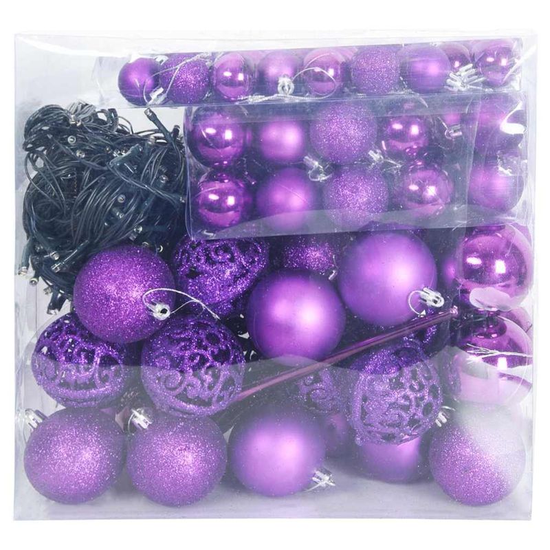 Casa si Gradina - Decoratiuni - Decoratiuni de sezon - Set de globuri de Craciun cu 300 LED 120 pcs Violet Plastic - Infinity.ro