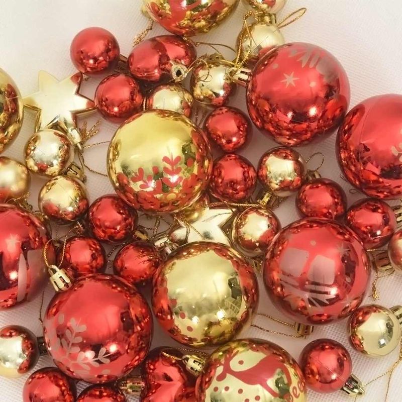 Casa si Gradina - Decoratiuni - Decoratiuni de sezon - Set de globuri de Craciun 40 pcs Aurie si rosie - Infinity.ro
