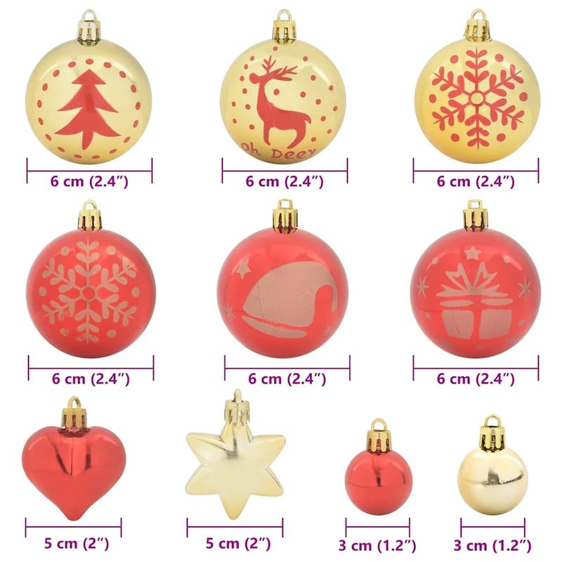 Casa si Gradina - Decoratiuni - Decoratiuni de sezon - Set de globuri de Craciun 40 pcs Aurie si rosie - Infinity.ro