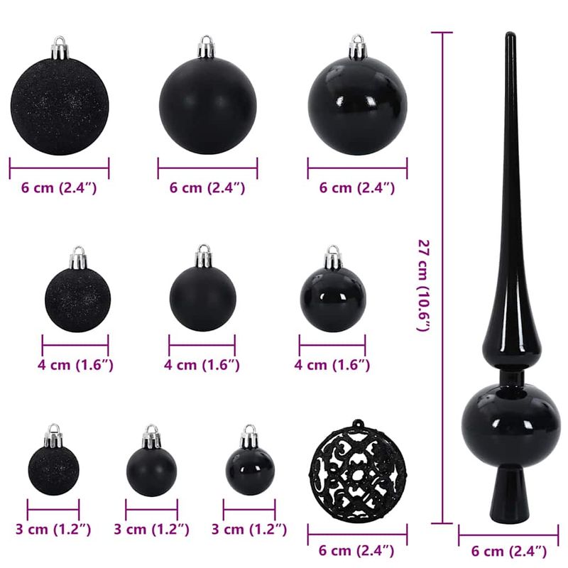 Casa si Gradina - Decoratiuni - Decoratiuni de sezon - Set de globuri de Craciun cu 150 LED 61 pcs Negru Plastic - Infinity.ro