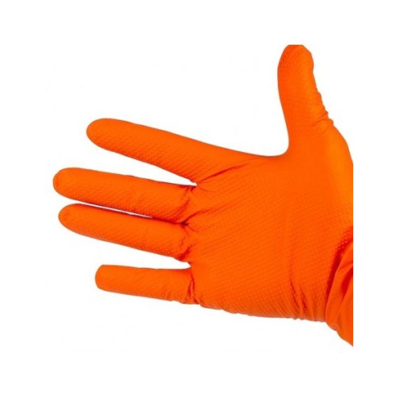 Casa si Gradina - Constructii - Echipamente de lucru - Manusi protectia muncii - Set Manusi Nitril Portocaliu, texturate GOGRIP , set 50buc XXL - Infinity.ro