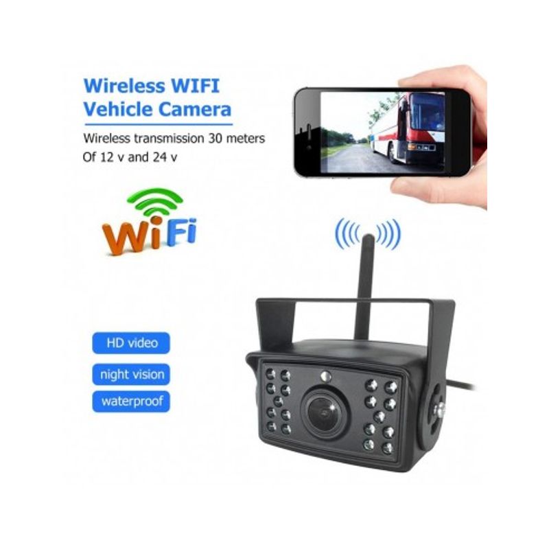 Auto si Moto - Electronice auto - Accesorii electronice auto - Camera auto WI-FI rezolutie HD pentru marsarier/frontala cu Nightvision 12-24V WIFI - Infinity.ro