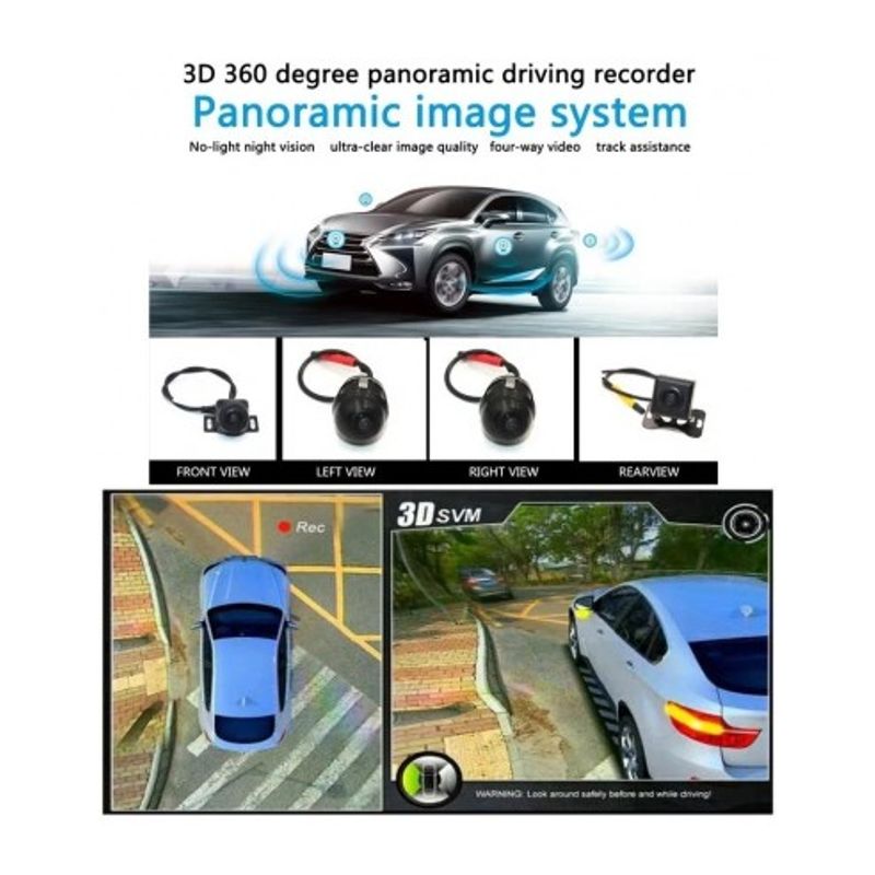 Auto si Moto - Electronice auto - Senzori de parcare - Sistem parcare 360 grade 3D cu 4 camere o imagine 3D fara unghi mort - Infinity.ro