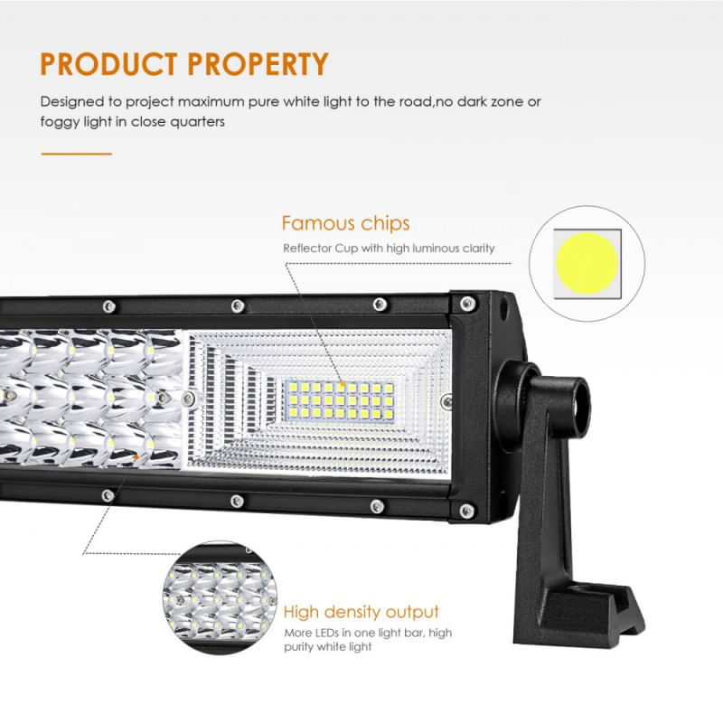 Auto si Moto - Piese auto si accesorii - Caroserie - Faruri, stopuri si proiectoare - LED Bar Auto 594W, leduri pe 3 randuri, 12V-24V, 41580 Lumeni, 42″/107 cm, Combo Beam 12/60 Grade - Infinity.ro