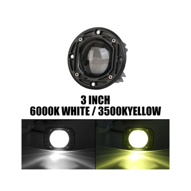 Auto si Moto - Electrice auto - Iluminare si semnalizare - Becuri auto - Proiector LED Auto Offroad cu doua culori (alb+galben) 30W/12V-24V, 1500 Lumeni, Incastrabil, Flood Beam 90 Grade - Infinity.ro