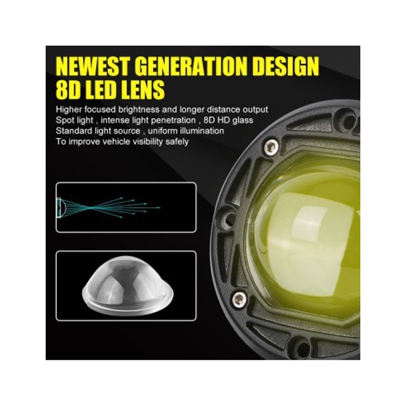 Auto si Moto - Electrice auto - Iluminare si semnalizare - Becuri auto - Proiector LED Auto Offroad cu doua culori (alb+galben) 30W/12V-24V, 1500 Lumeni, Incastrabil, Flood Beam 90 Grade - Infinity.ro