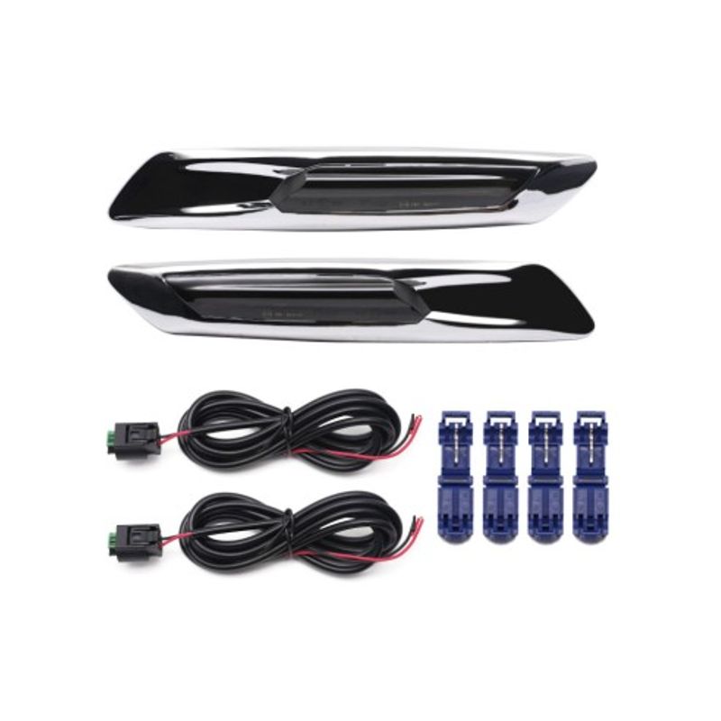 Auto si Moto - Piese auto si accesorii - Caroserie - Faruri, stopuri si proiectoare - Set 2 Semnalizari Cromate Aripa LED Dinamice secventiale cu sticla fumurie pentru BMW F10, F11, F07 fara facelift - Infinity.ro