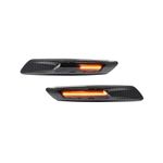 Auto si Moto - Piese auto si accesorii - Caroserie - Faruri, stopuri si proiectoare - Set 2 Semnalizari Carbon Aripa LED Dinamice secventiale cu sticla fumurie pentru BMW F10, F11, F07 fara facelift - Infinity.ro