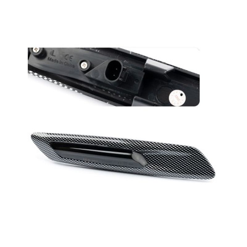 Auto si Moto - Piese auto si accesorii - Caroserie - Faruri, stopuri si proiectoare - Set 2 Semnalizari Carbon Aripa LED Dinamice secventiale cu sticla fumurie pentru BMW F10, F11, F07 fara facelift - Infinity.ro