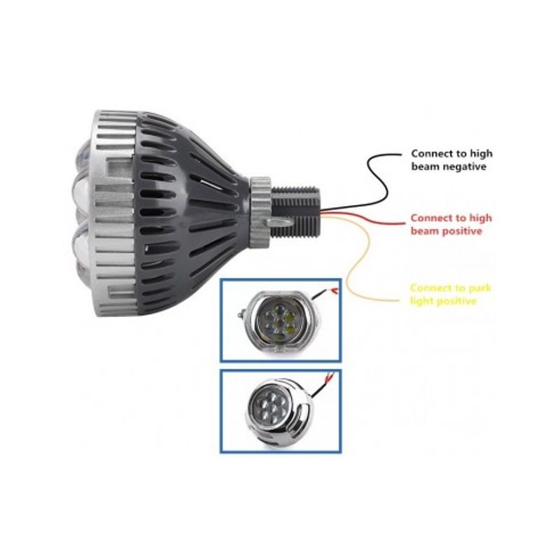 Auto si Moto - Piese auto si accesorii - Caroserie - Faruri, stopuri si proiectoare - Set 2 proiectore LED 3" pentru faza lunga auto / moto cu lumina de zi DRL 35W, 12V, 3000Lm - i6 - Infinity.ro