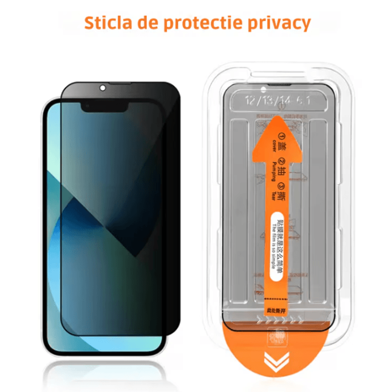 Laptop, Telefoane si Tablete - Telefoane mobile si accesorii - Accesorii Telefoane - Folii protectie telefoane - Folie de sticla N2L Store® pentru iPhone 16 PLUS, Privacy, 9H+, anti-amprenta, kit aplicare - Infinity.ro