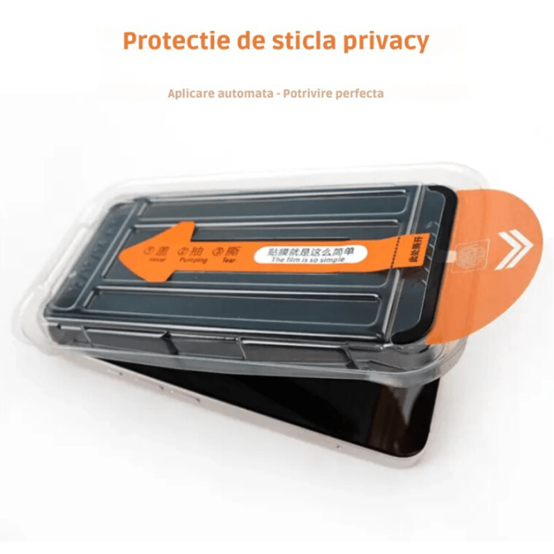 Laptop, Telefoane si Tablete - Telefoane mobile si accesorii - Accesorii Telefoane - Folii protectie telefoane - Folie de sticla N2L Store® pentru iPhone 16 PRO, Privacy, 9H+, anti-amprenta, kit aplicare - Infinity.ro