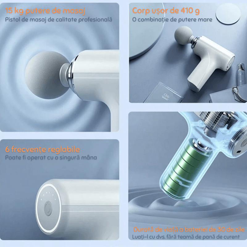 Ingrijire personala si Cosmetice - Sanatate si wellness - Articole wellness - Aparate si dispozitive de masaj - Aparat Masaj Profesional N2L Store®, Ergonomic, Vibratii Inalta Frecventa, 6 Viteze, 4 Capete, USB, Alb - Infinity.ro