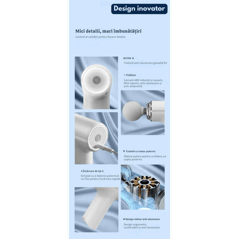 Ingrijire personala si Cosmetice - Sanatate si wellness - Articole wellness - Aparate si dispozitive de masaj - Aparat Masaj Profesional N2L Store®, Ergonomic, Vibratii Inalta Frecventa, 6 Viteze, 4 Capete, USB, Alb - Infinity.ro