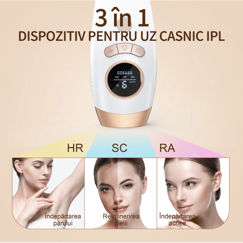 Ingrijire personala si Cosmetice - Aparate & accesorii ingrijire personala - Epilatoare si accesorii - Epilatoare - Epilator IPL N2L Store®, 999.900 Impulsuri, 9 Nivele de Intensitate, pentru Fata si Corp - Infinity.ro