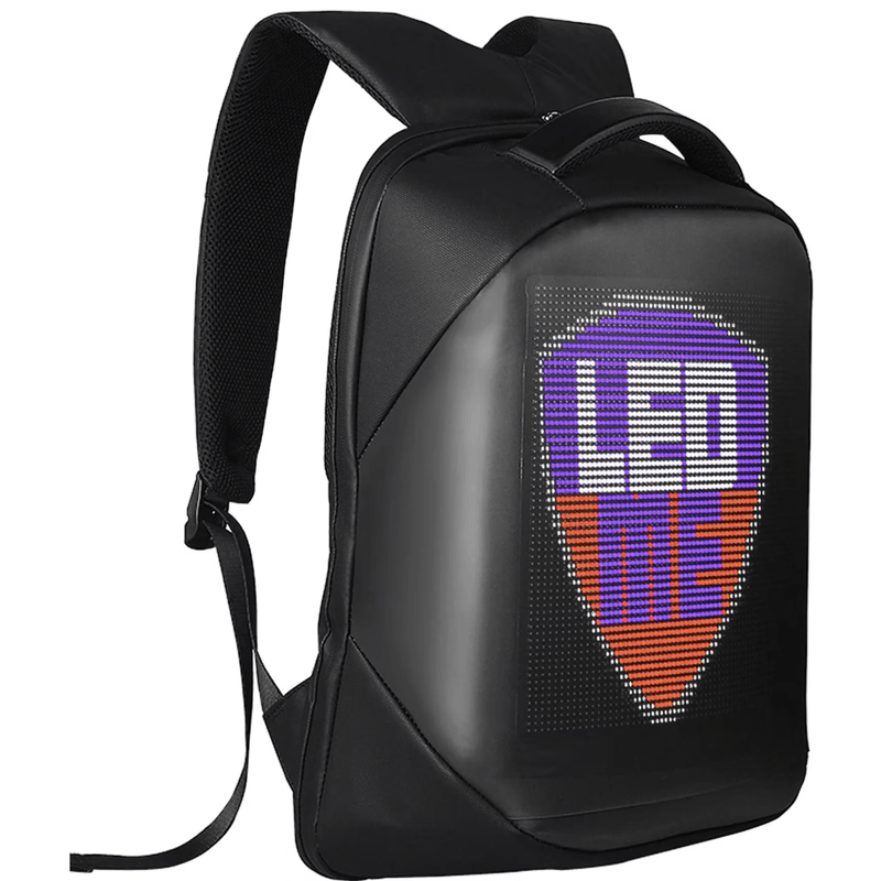 Fashion, accesorii si bijuterii - Barbati - Accesorii barbati - Genti si rucsacuri barbati - Ghiozdan cu Display LED N2L Store®, 25L, Aplicatie iOS/Android, Bluetooth, GIF/Imagini, Laptop 15.6", Impermeabil, Negru - Infinity.ro