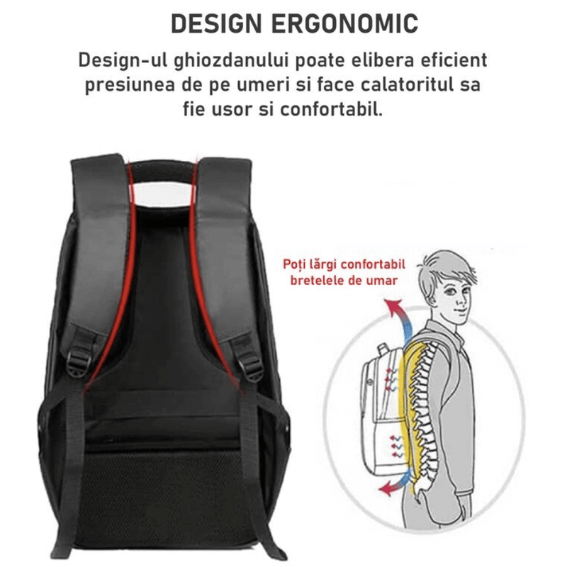 Fashion, accesorii si bijuterii - Barbati - Accesorii barbati - Genti si rucsacuri barbati - Ghiozdan cu Display LED N2L Store®, 25L, Aplicatie iOS/Android, Bluetooth, GIF/Imagini, Laptop 15.6", Impermeabil, Negru - Infinity.ro