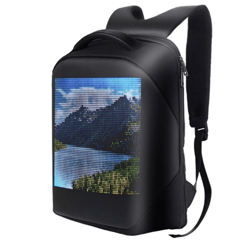 Fashion, accesorii si bijuterii - Barbati - Accesorii barbati - Genti si rucsacuri barbati - Ghiozdan cu Display LED N2L Store®, 25L, Aplicatie iOS/Android, Bluetooth, GIF/Imagini, Laptop 15.6", Impermeabil, Negru - Infinity.ro