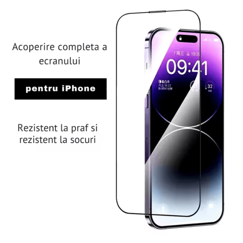 Laptop, Telefoane si Tablete - Telefoane mobile si accesorii - Accesorii Telefoane - Folii protectie telefoane - Folie sticla N2L Store® pentru iPhone 15 PRO, 9H+, Ultra Clear HD, anti-amprenta, kit aplicare - Infinity.ro
