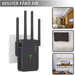 PC, gaming si accesorii - Retelistica - Wireless - Adaptoare wireless - Amplificator Semnal WiFi N2L Store®, Range Extender 1200M, Dual Band 2.4G/5G, 3 Moduri (Repeater/Router/AP), 4 Antene - Infinity.ro