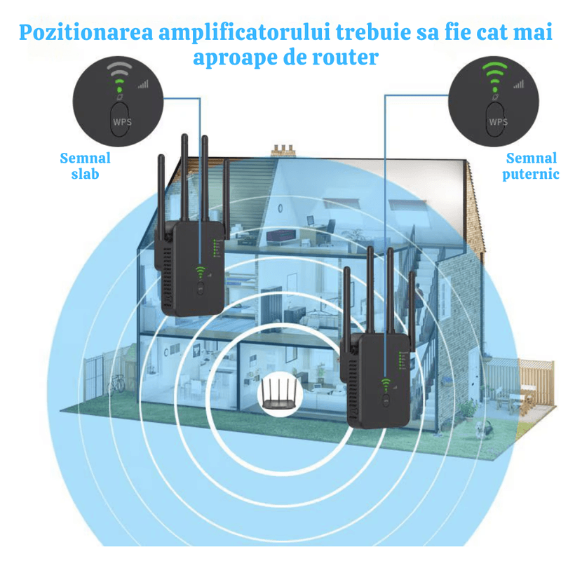 PC, gaming si accesorii - Retelistica - Wireless - Adaptoare wireless - Amplificator Semnal WiFi N2L Store®, Range Extender 1200M, Dual Band 2.4G/5G, 3 Moduri (Repeater/Router/AP), 4 Antene - Infinity.ro