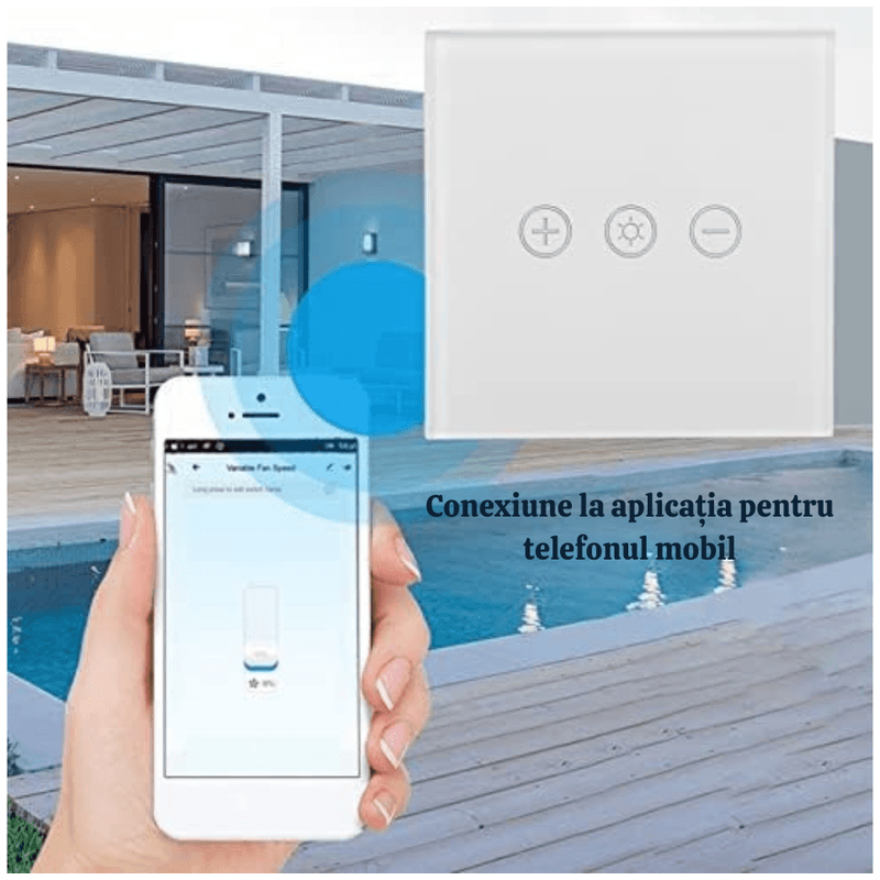 Casa si Gradina - Electrice - Distributie electrica si comanda - Intrerupatoare - Intrerupator Smart/Inteligent N2L Store®, Touch, Dimmer, Wi-Fi, Cu NUL, Sticla Securizata Tuya/Smart Life - Infinity.ro