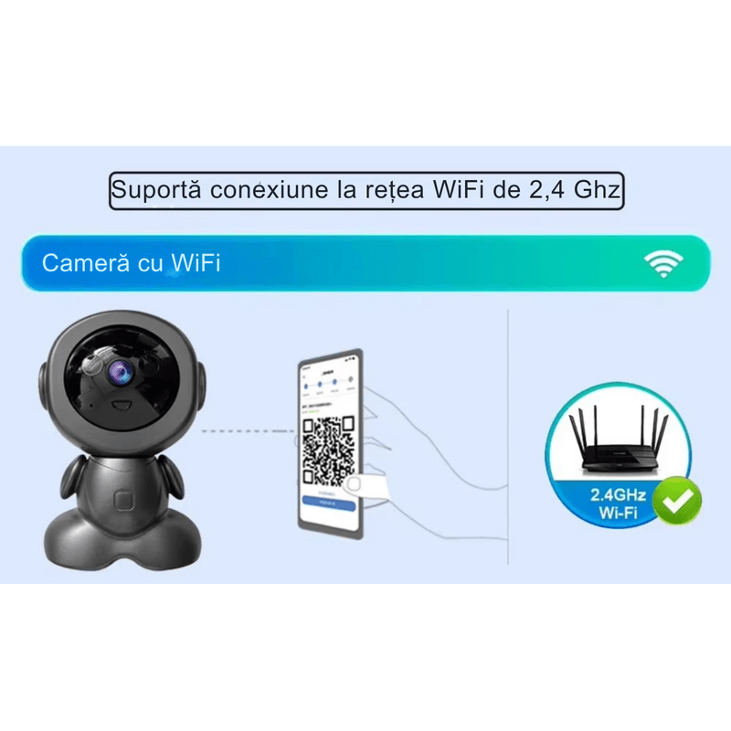 Casa si Gradina - Mobilier - Mobilier copii - Monitoare video copii - Baby Monitor/Camera Robot N2L Store®, HD 1080P, WiFi, IR Noapte, Bidirectional, Rotire 355°/75°, Card SD 64GB - Infinity.ro