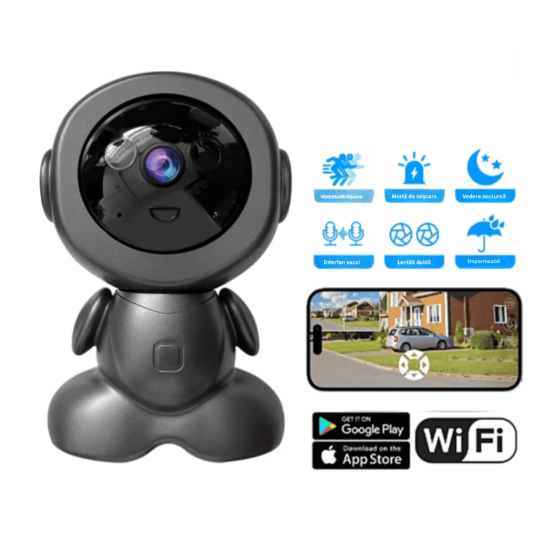 Casa si Gradina - Mobilier - Mobilier copii - Monitoare video copii - Baby Monitor/Camera Robot N2L Store®, HD 1080P, WiFi, IR Noapte, Bidirectional, Rotire 355°/75°, Card SD 64GB - Infinity.ro