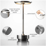 Casa si Gradina - Corpuri si surse de iluminat - Veioze si lampi - Veioze - Lampa LED Portabila Wireless, N2L Store®, cu Touch, Reincarcabila USB-C, 3 Trepte de Iluminare, Design Elegant Argintiu - Infinity.ro