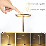 Casa si Gradina - Corpuri si surse de iluminat - Veioze si lampi - Veioze - Lampa LED wireless N2L Store®, portabila, cu touch control, 3 tipuri de iluminare, USB-C, Auriu - Infinity.ro