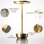 Casa si Gradina - Corpuri si surse de iluminat - Veioze si lampi - Veioze - Lampa LED wireless N2L Store®, portabila, cu touch control, 3 tipuri de iluminare, USB-C, Auriu - Infinity.ro
