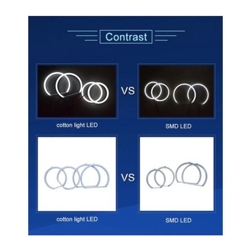 Auto si Moto - Electrice auto - Iluminare si semnalizare - Becuri auto - Kit Angel Eyes LED COTTON pentru BMW E46 Coupe/Cabrio cu Facelift (2003 - 2006), far cu lupa 4X106mm - Infinity.ro