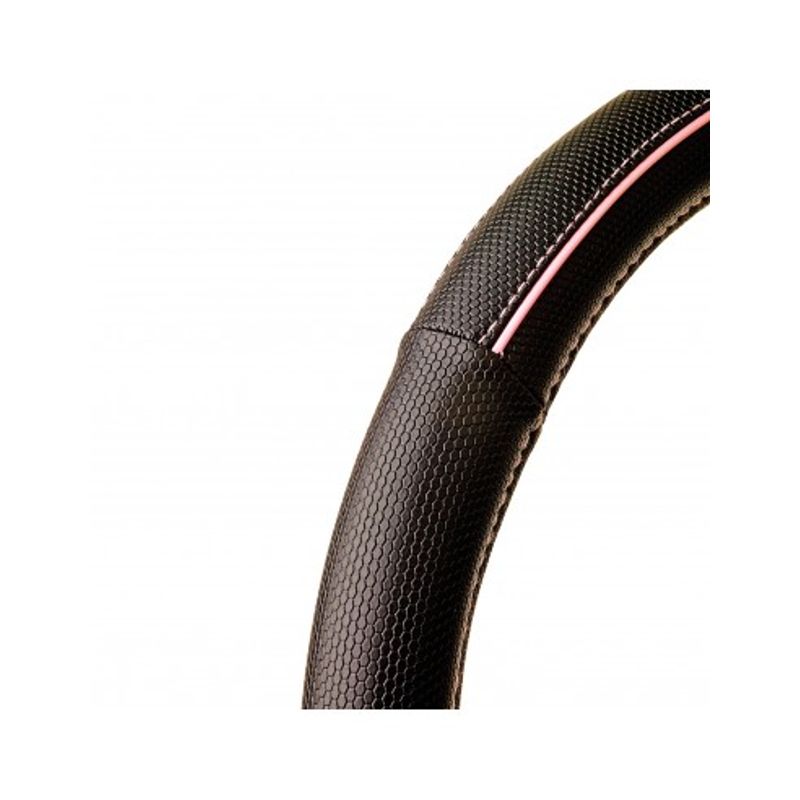 Auto si Moto - Intretinere auto - Huse auto - Husa Volan negru din piele cu roz 37-39cm - Infinity.ro