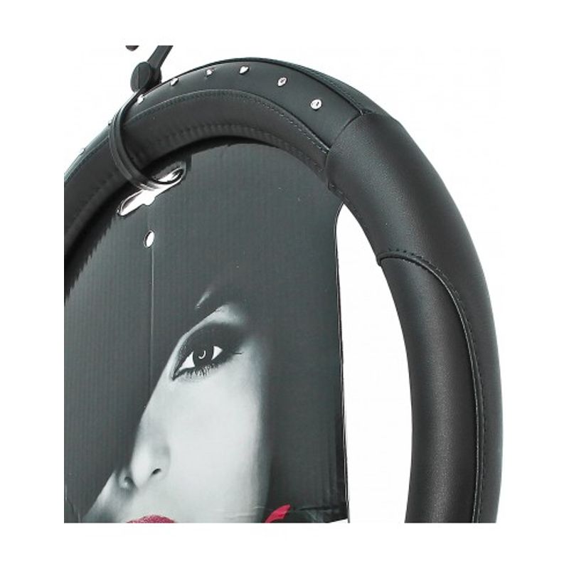 Auto si Moto - Intretinere auto - Huse auto - Husa Volan Negru din piele cu imitatie de diamante 37-39cm - Infinity.ro