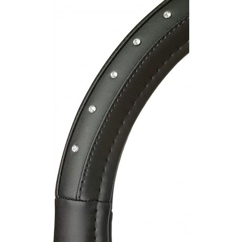 Auto si Moto - Intretinere auto - Huse auto - Husa Volan Negru din piele cu imitatie de diamante 37-39cm - Infinity.ro