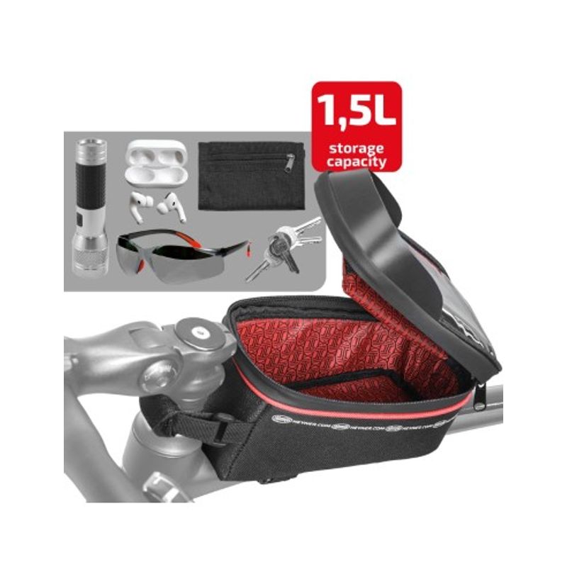 Sport si Outdoor - Ciclism - Accesorii pentru biciclete - Cosuri si portbagaje biciclete - Gentuta Impermeabila Pentru Bicicleta Cu Suport Telefon Heyner - Infinity.ro
