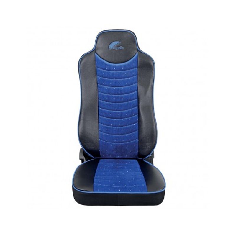 Auto si Moto - Intretinere auto - Huse auto - Set Huse Scaun Mercedes Actros EURO 5 1844 MP2 MP3 MP4  Piele Ecologica Neagra + Velvet Albastru - Infinity.ro