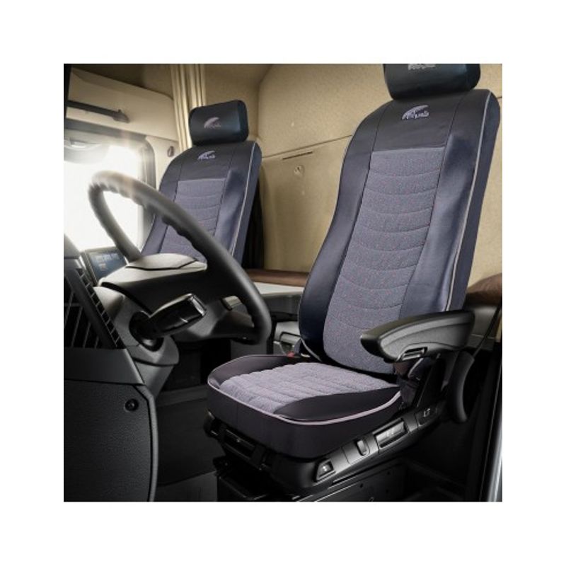 Auto si Moto - Intretinere auto - Huse auto - Set Huse Scaun Volvo 2000-2004 Piele Ecologica Neagra + Velvet Gri - Infinity.ro