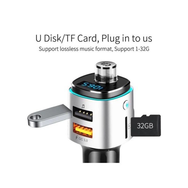 Auto si Moto - Electronice auto - Accesorii electronice auto - Modulator FM 12-24V Bluetooth 5.0 cu functie de incarcator auto Super Charge 3.0 si port USB C - BC42 - Infinity.ro