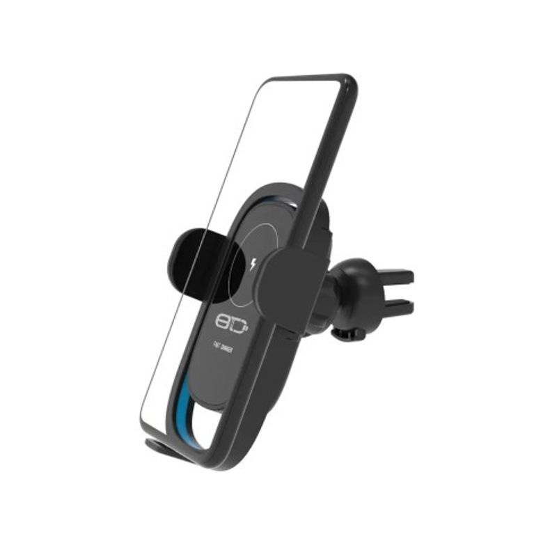 Auto si Moto - Piese auto si accesorii - Interior auto - Accesorii interior - Suport auto grila ventilatie + ventuza 15W motorizat cu incarcare wireless Qi Standard Fast Charge Type-C - CWCPH-D6 - Infinity.ro
