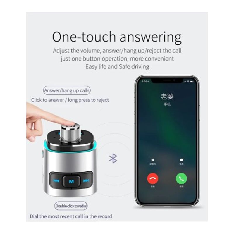 Auto si Moto - Electronice auto - Accesorii electronice auto - Modulator FM 12-24V Bluetooth 5.0 cu functie de incarcator auto Super Charge 3.0 si port USB C - BC42 - Infinity.ro