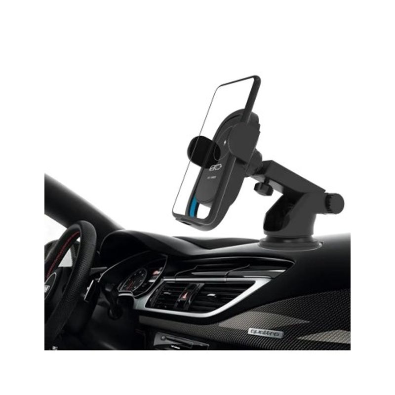 Auto si Moto - Piese auto si accesorii - Interior auto - Accesorii interior - Suport auto grila ventilatie + ventuza 15W motorizat cu incarcare wireless Qi Standard Fast Charge Type-C - CWCPH-D6 - Infinity.ro