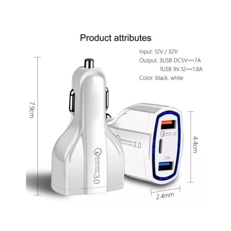 Auto si Moto - Electronice auto - Accesorii electronice auto - Incarcator auto 12-24V Fast Charge cu port USB, PD(Type-C) si QC3.0 - BK350 - Infinity.ro