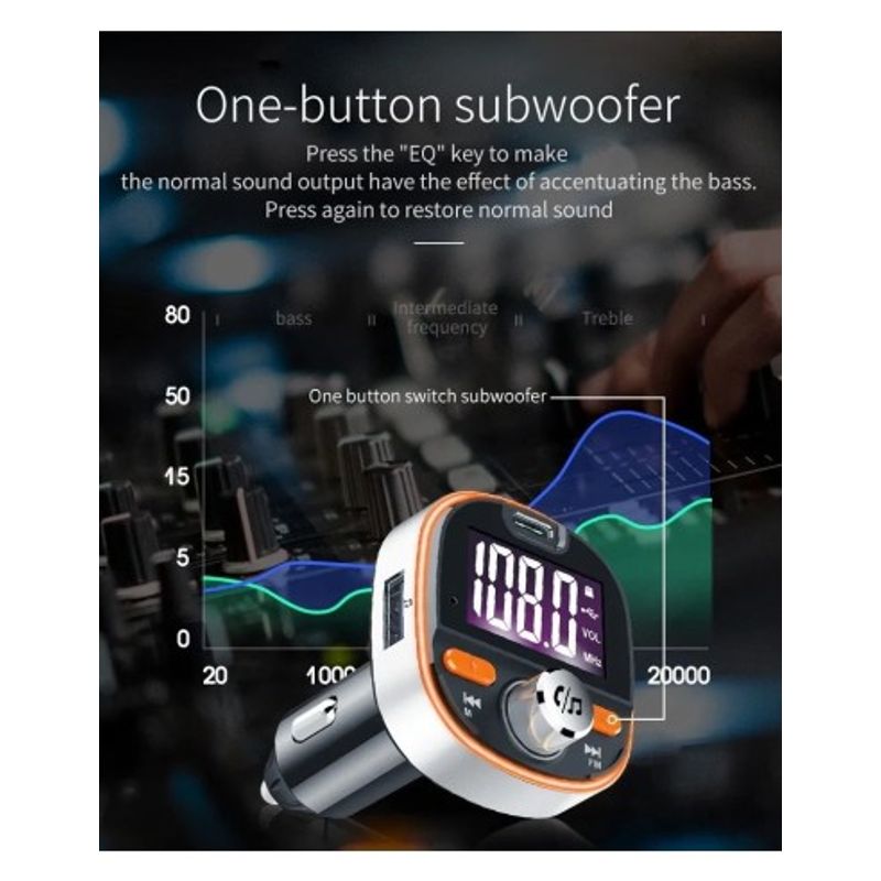 Auto si Moto - Electronice auto - Accesorii electronice auto - Modulator FM 12-24V Bluetooth 5.0 cu functie de incarcator auto 18W Super Charge 3.0 si port USB C - BC53 - Infinity.ro