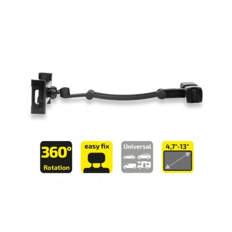 Auto si Moto - Piese auto si accesorii - Interior auto - Bord si accesorii - Suport auto tableta flexibil cu prindere in tetiera Premium Heyner - Infinity.ro