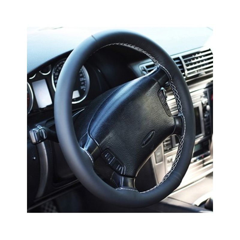 Auto si Moto - Intretinere auto - Huse auto - Husa Volan Din Piele Naturala Cu Snur Negru 37-39 cm - Infinity.ro