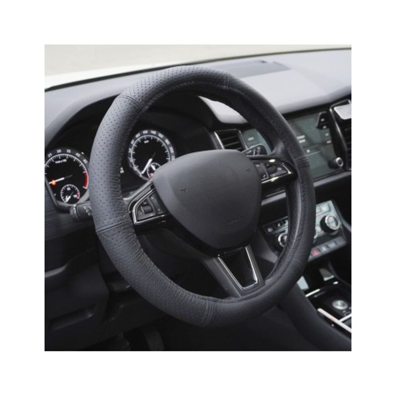Auto si Moto - Intretinere auto - Huse auto - Husa Volan Din Piele Naturala Perforata Negru 35-37 cm - Infinity.ro