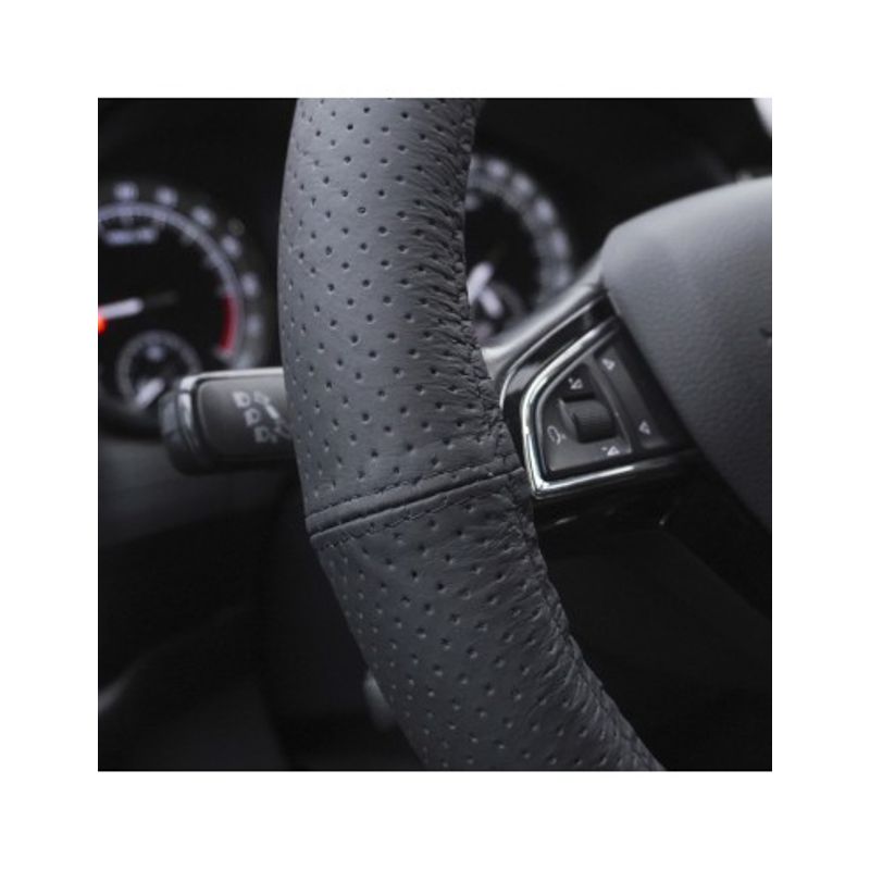 Auto si Moto - Intretinere auto - Huse auto - Husa Volan Din Piele Naturala Perforata Negru 35-37 cm - Infinity.ro