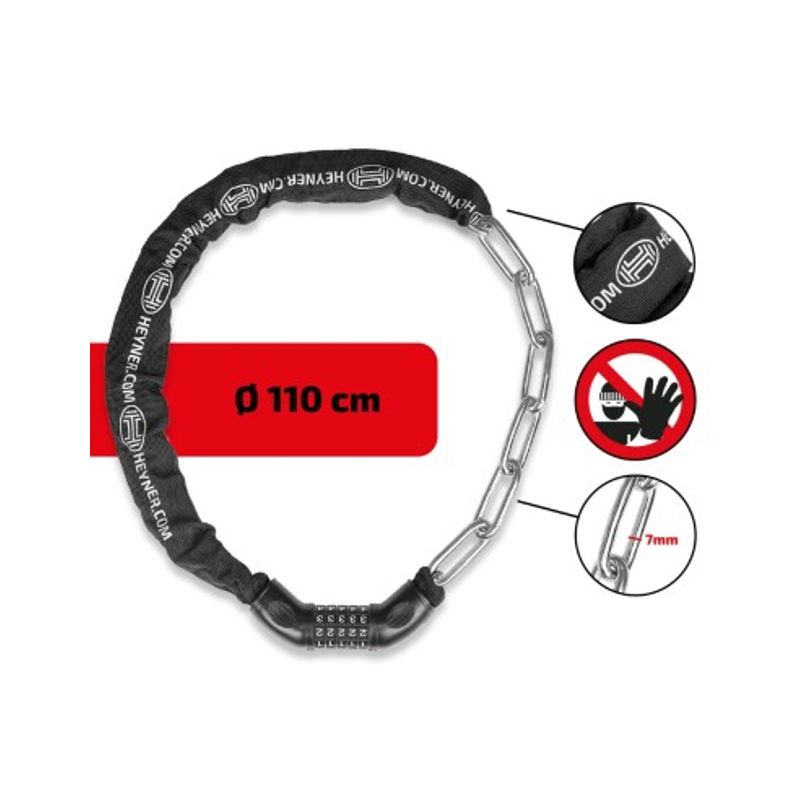 Sport si Outdoor - Ciclism - Accesorii pentru biciclete - Suporturi accesorii biciclete - Antifurt Pentru Bicicleta 110 Cm Cu Cifru Heyner - Infinity.ro