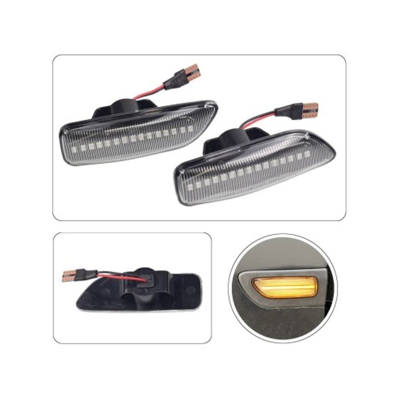 Auto si Moto - Electrice auto - Iluminare si semnalizare - Becuri auto - Set 2 Semnalizari Aripa LED dinamice cu sticla clara pentru VOLVO  XC90, XC70, S60, S80, V70 - Infinity.ro